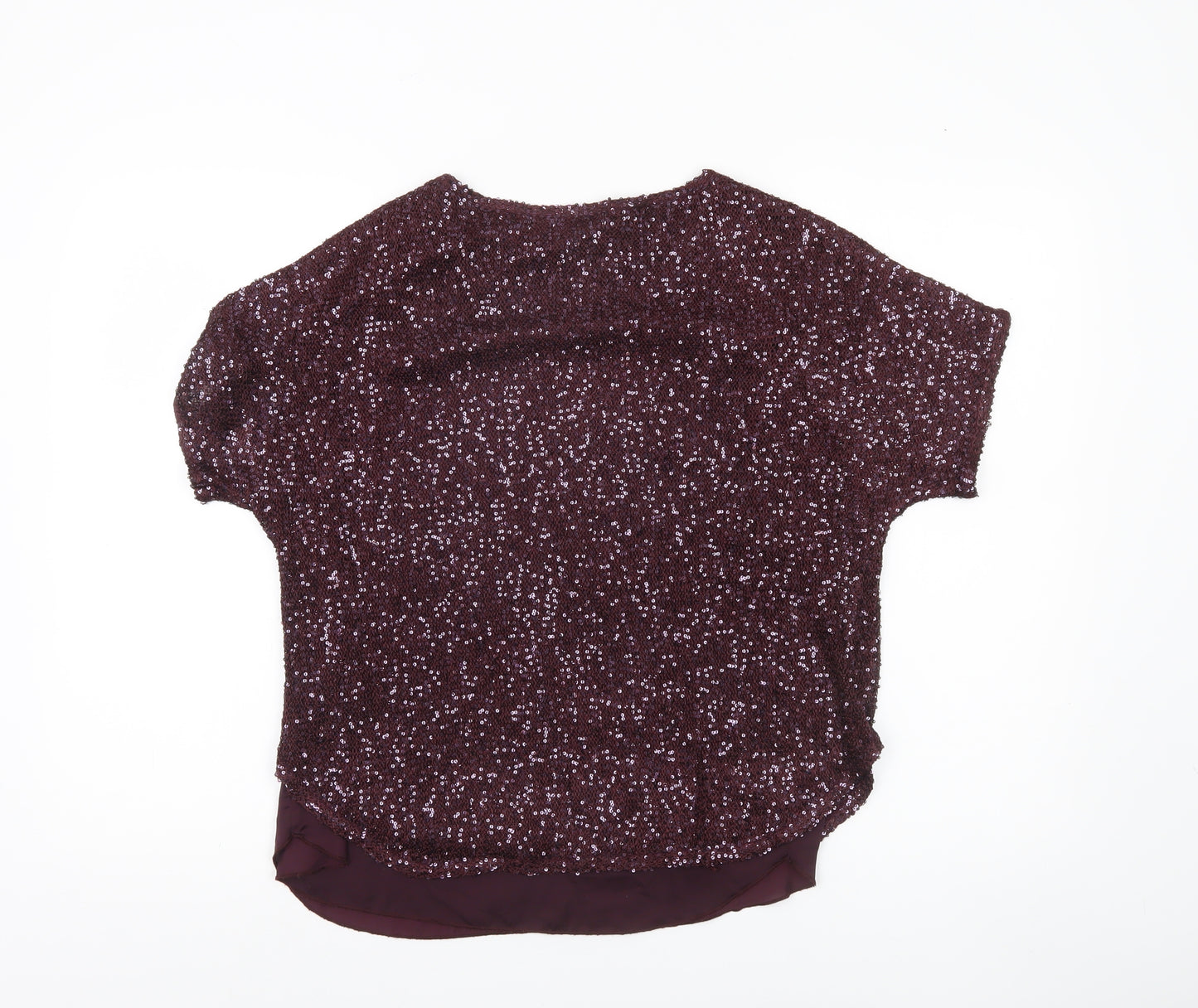 Phase Eight Women’s Purple Sequin Tunic Blouse Size S Party Top
