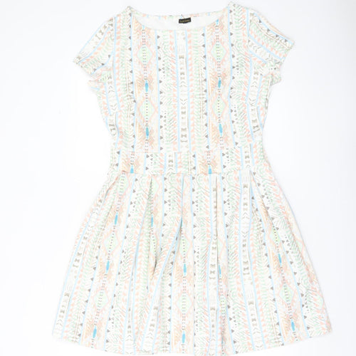 Lascana Women’s Multicoloured Skater Dress Size 14 Short Sleeve
