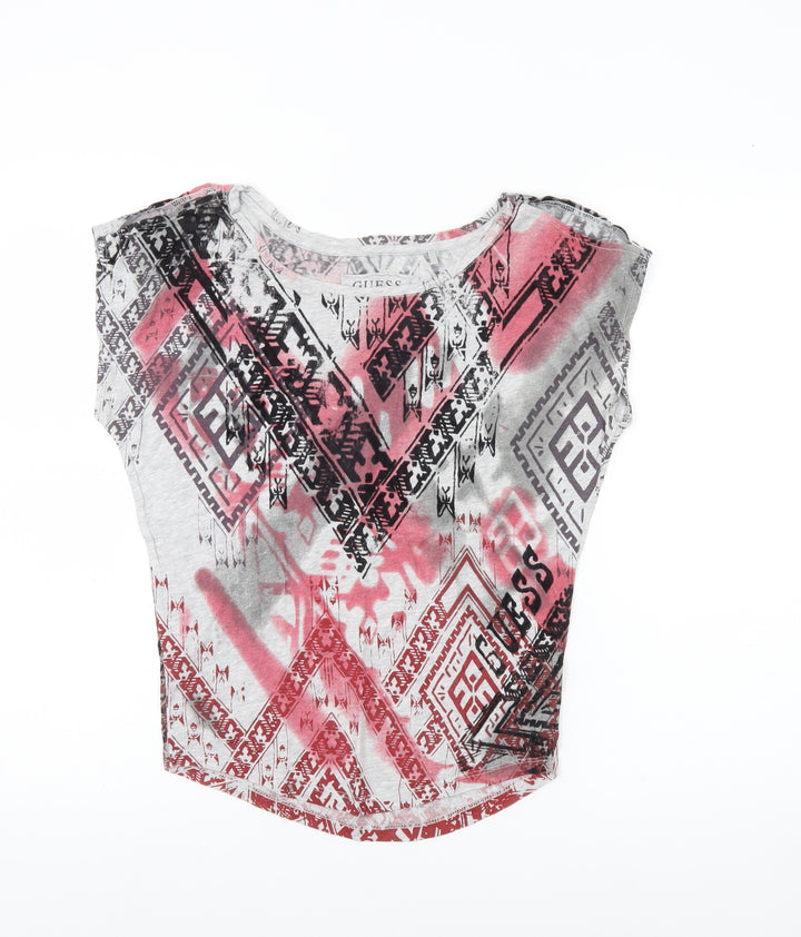 Guess Women’s Multicoloured XS Aztec Print Scoop Neck T-Shirt