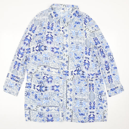 Missguided Womens Blue Bohemian Floral Viscose Tunic Shirt UK 10