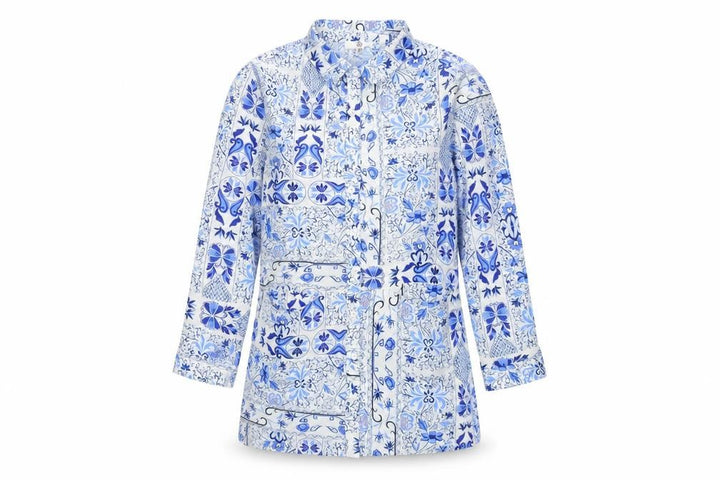 Missguided Womens Blue Bohemian Floral Viscose Tunic Shirt UK 10