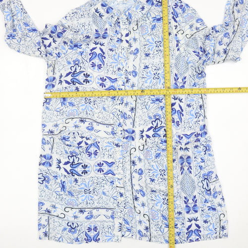 Missguided Womens Blue Bohemian Floral Viscose Tunic Shirt UK 10