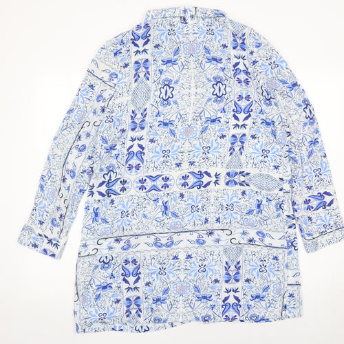 Missguided Womens Blue Bohemian Floral Viscose Tunic Shirt UK 10
