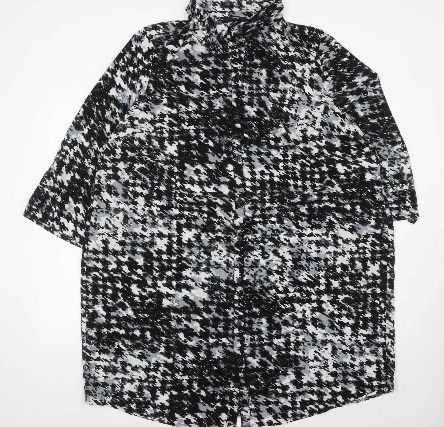 George Womens Black White Tunic Button-Up Shirt Size 24 Plus
