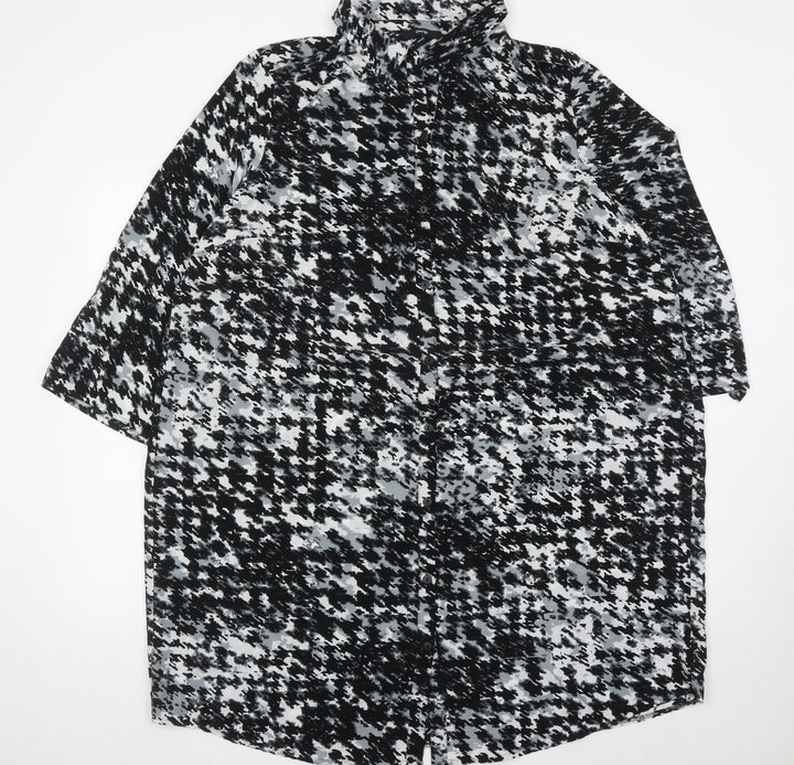 George Womens Black White Tunic Button-Up Shirt Size 24 Plus