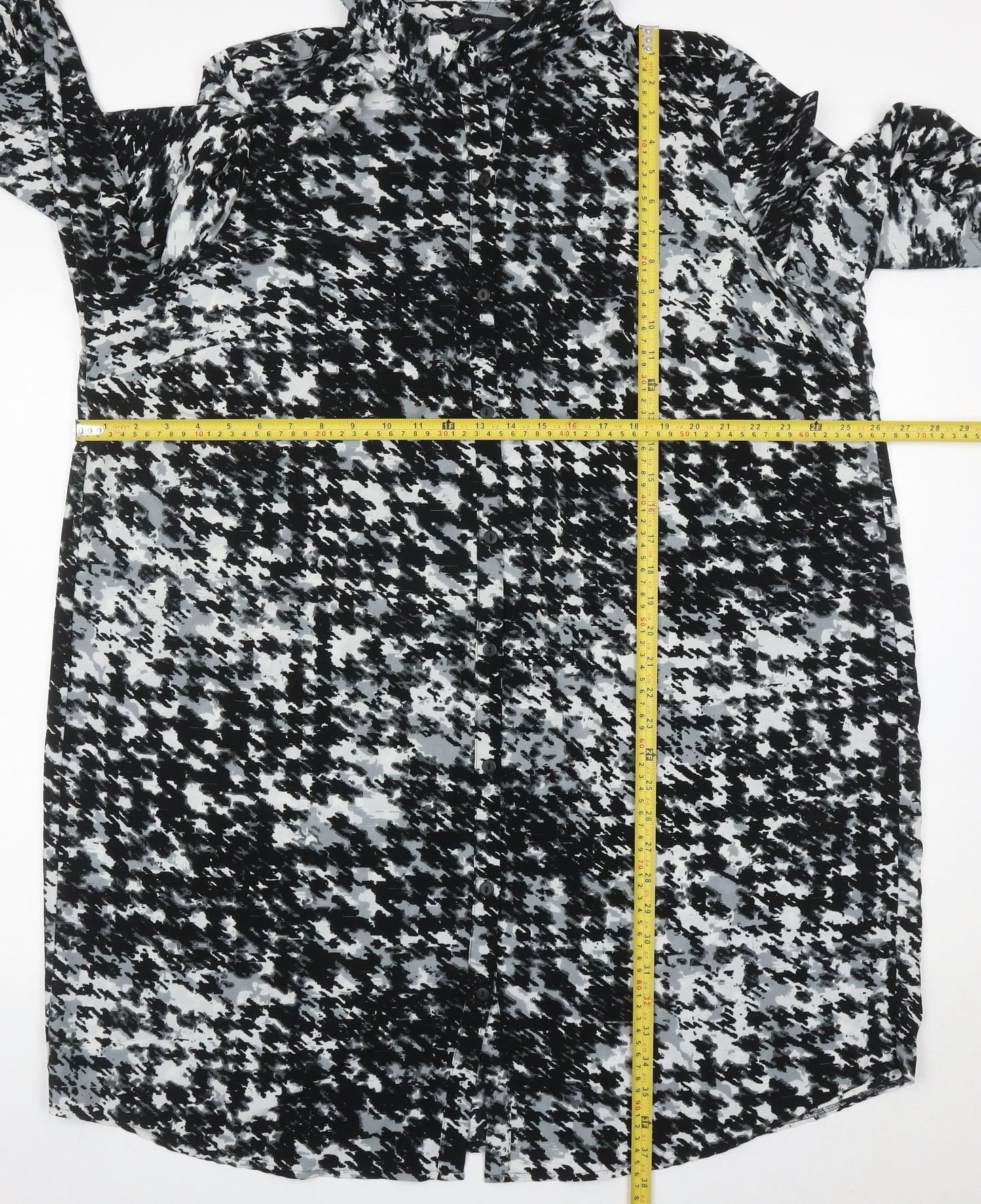 George Womens Black White Tunic Button-Up Shirt Size 24 Plus