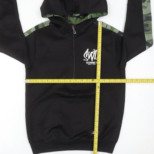 Sonneti Boys Black Camouflage Panel 1/2 Zip Hoodie - Size 12-13 Years