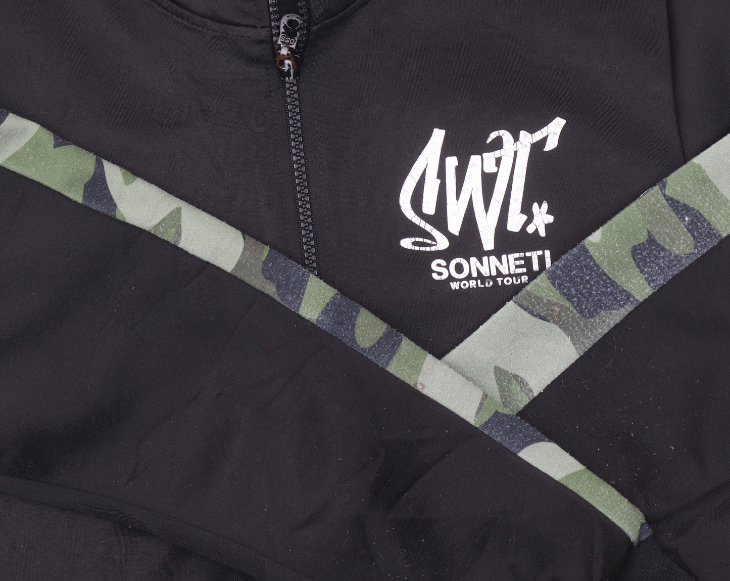 Sonneti Boys Black Camouflage Panel 1/2 Zip Hoodie - Size 12-13 Years