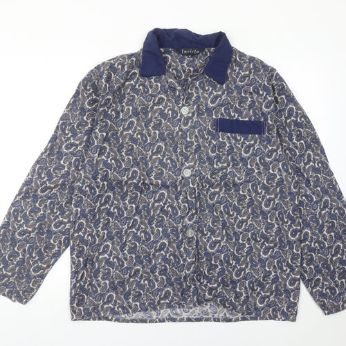 Invicta Womens Blue Paisley Collared Button-Up Shirt M