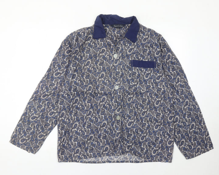 Invicta Womens Blue Paisley Collared Button-Up Shirt M
