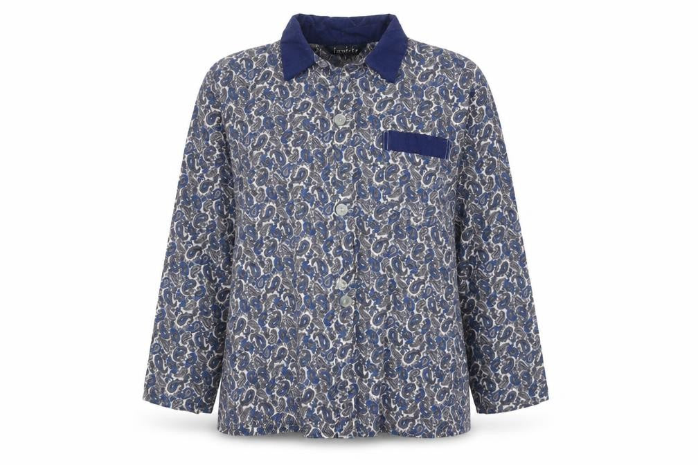 Front view of Invicta women’s blue paisley collared button-up shirt m