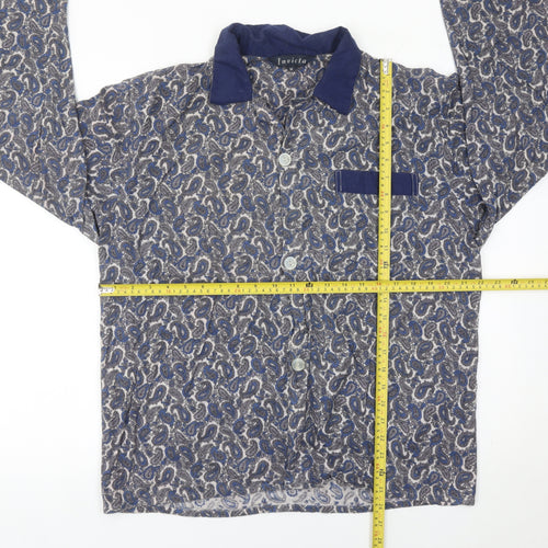 Invicta Womens Blue Paisley Collared Button-Up Shirt M