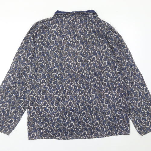 Invicta Womens Blue Paisley Collared Button-Up Shirt M