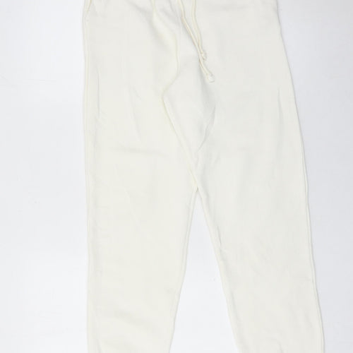 Zara Women Ivory Jogger Trousers Size S Polyester Cotton