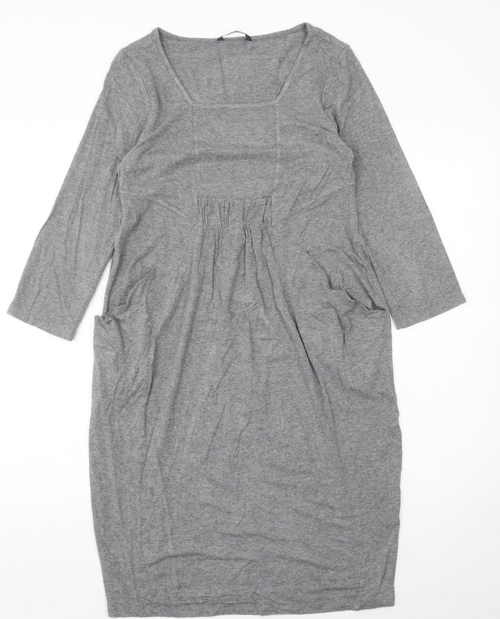 Marks and Spencer Women’s Grey Shift Dress Size 10 Square Neck