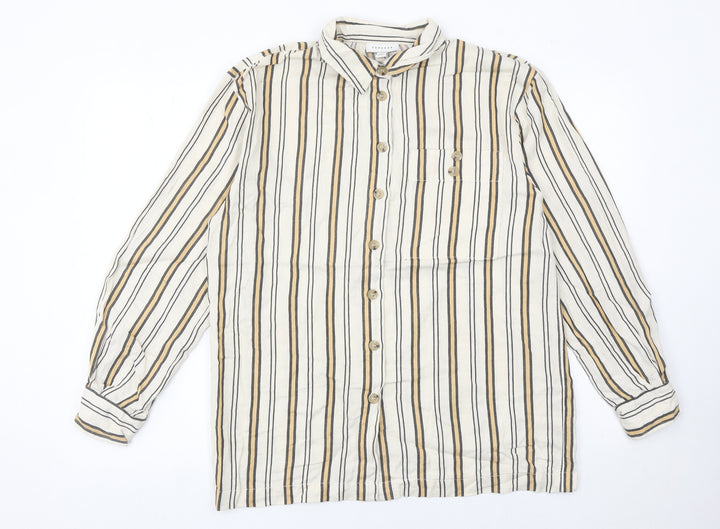 Topshop Women’s Multicoloured Striped Button-Up Shirt Size 8 Long Sleeve