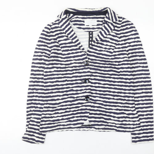 Cotswold Collections Women Blue White Striped Blazer Size 16