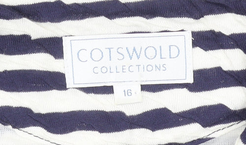 Cotswold Collections Women Blue White Striped Blazer Size 16