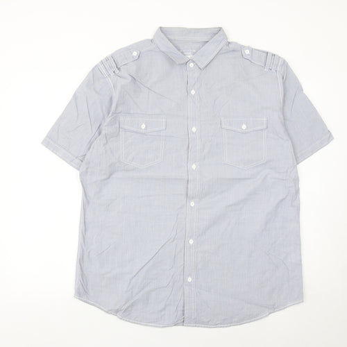 Next Men’s Grey Cotton Short Sleeve Button-Up Shirt XL