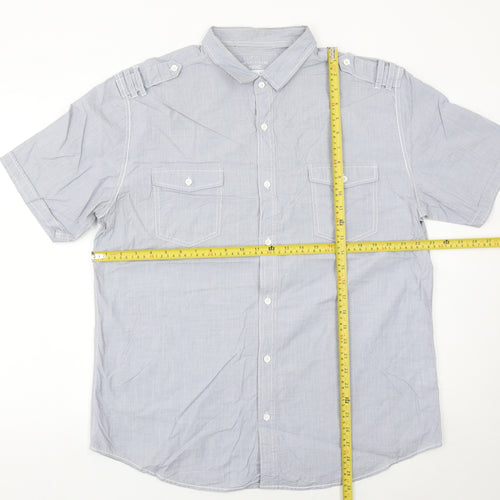 Next Men’s Grey Cotton Short Sleeve Button-Up Shirt XL