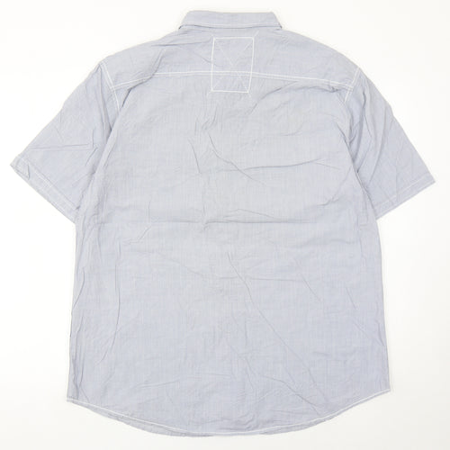 Next Men’s Grey Cotton Short Sleeve Button-Up Shirt XL