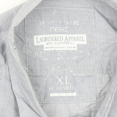 Next Men’s Grey Cotton Short Sleeve Button-Up Shirt XL