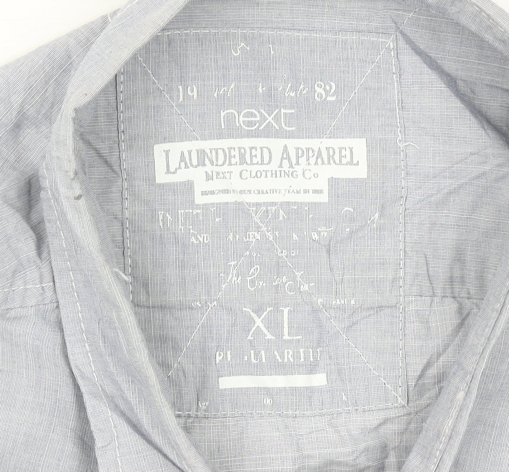 Next Men’s Grey Cotton Short Sleeve Button-Up Shirt XL
