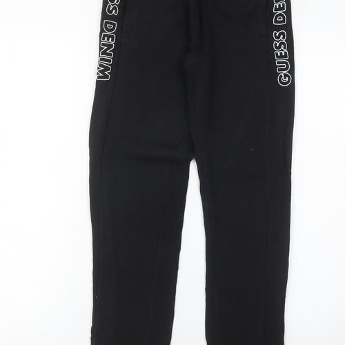 Guess Boys Black Jogger Trousers Age 12 Years Logo Side Stripe
