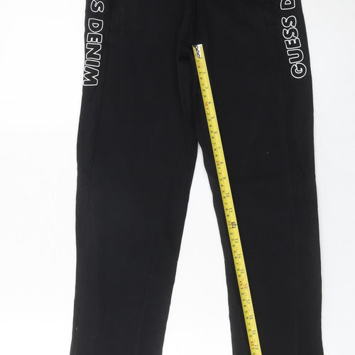 Guess Boys Black Jogger Trousers Age 12 Years Logo Side Stripe