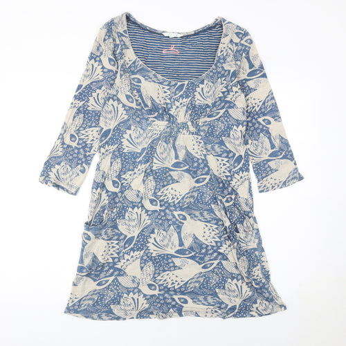 White Stuff Women’s Blue Cotton Knee Length Shift Dress Size 10