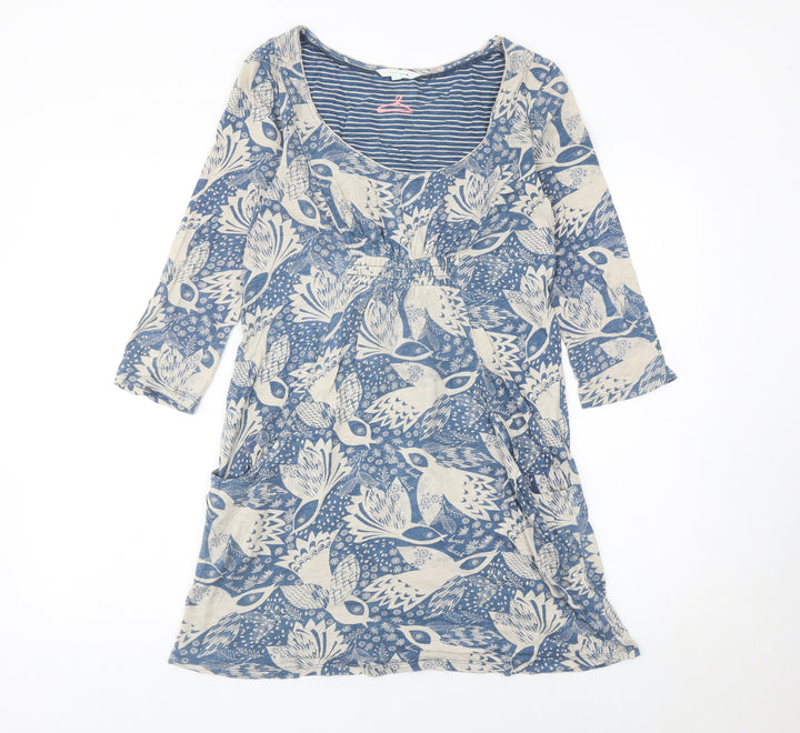 White Stuff Women’s Blue Cotton Knee Length Shift Dress Size 10