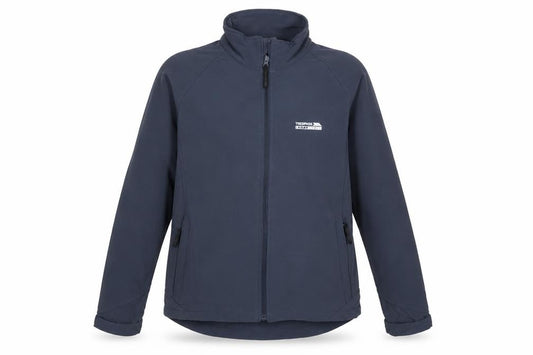Front view of Trespass Men’s Blue Softshell Jacket S Regular Fit Windproof