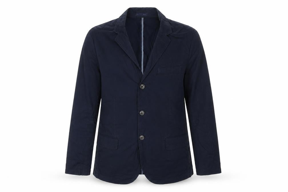Front view of Gap Women Blue Cotton Single-Breasted Suit Jacket M