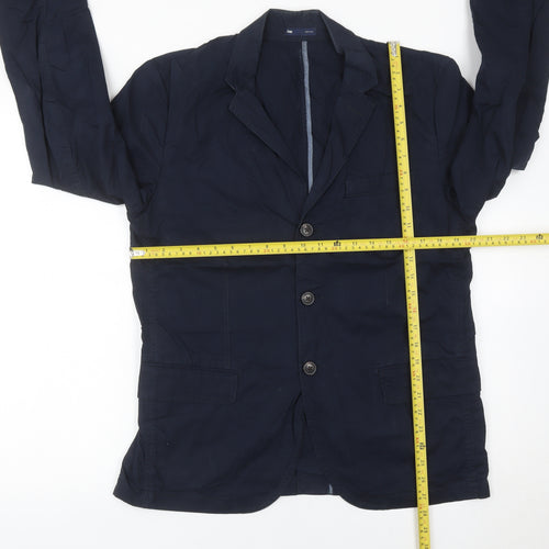 Gap Women Blue Cotton Single-Breasted Suit Jacket M