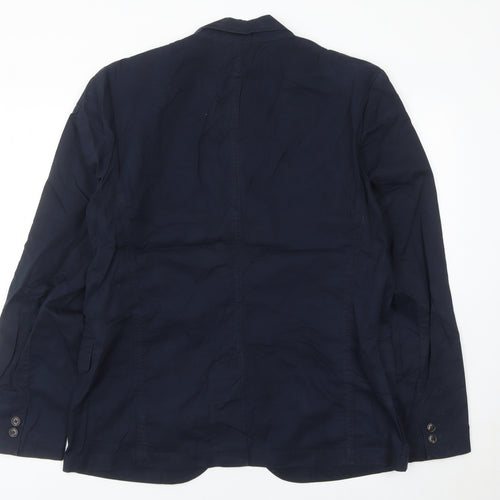Gap Women Blue Cotton Single-Breasted Suit Jacket M