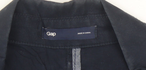Gap Women Blue Cotton Single-Breasted Suit Jacket M