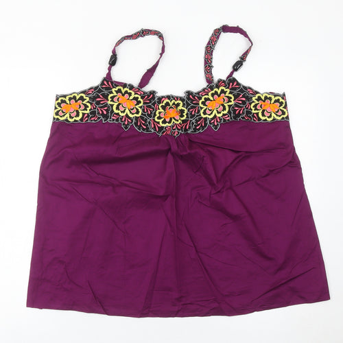 Marks and Spencer Women’s Purple Floral Embroidered Tank Top UK 18