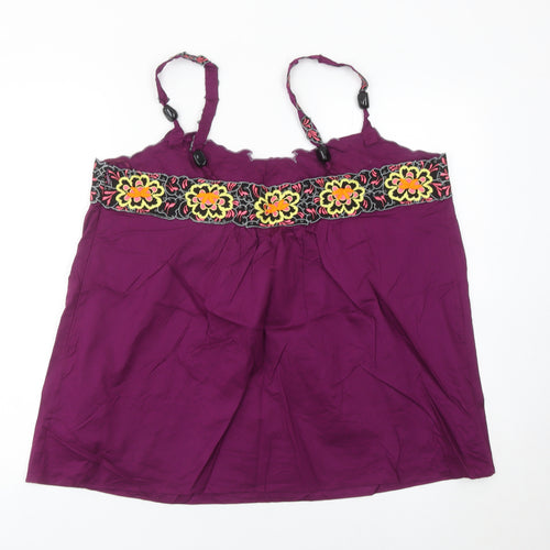Marks and Spencer Women’s Purple Floral Embroidered Tank Top UK 18