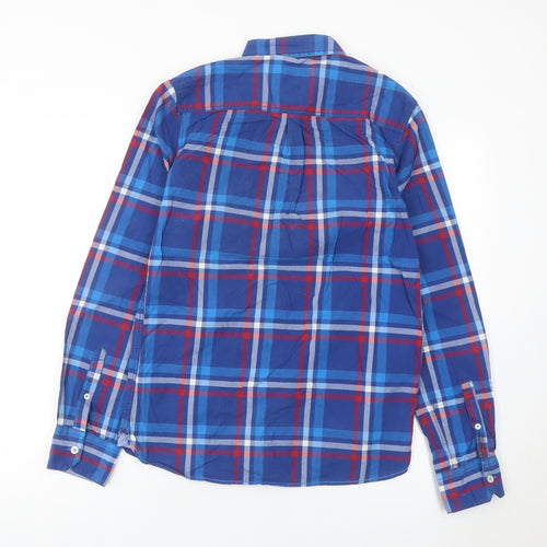 Johnnie b Boys Blue Plaid Button-Up Shirt 13-14 Years Long Sleeve Cotton