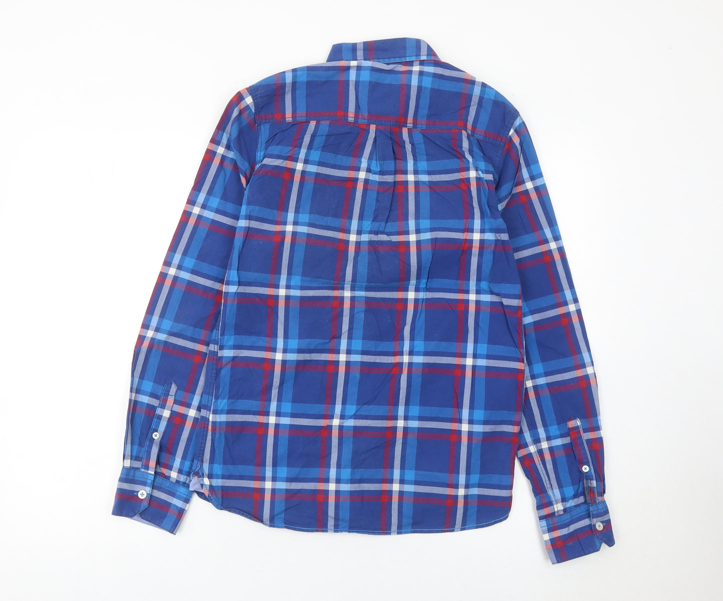 Johnnie b Boys Blue Plaid Button-Up Shirt 13-14 Years Long Sleeve Cotton