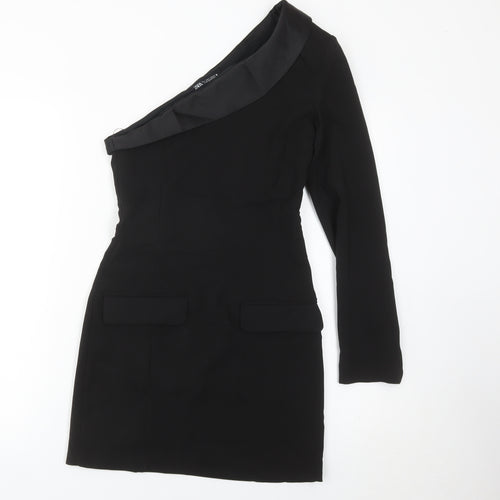 Zara Women’s Black One Shoulder Bodycon Dress Size 8 Party Cocktail