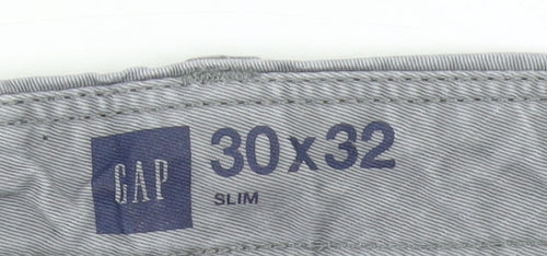 GAP Men’s Grey Slim Chino Trousers 30W x 32L Cotton Casual