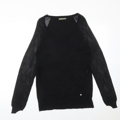 LPB Woman Black Scoop Neck Pullover Jumper Size M Long Sleeve