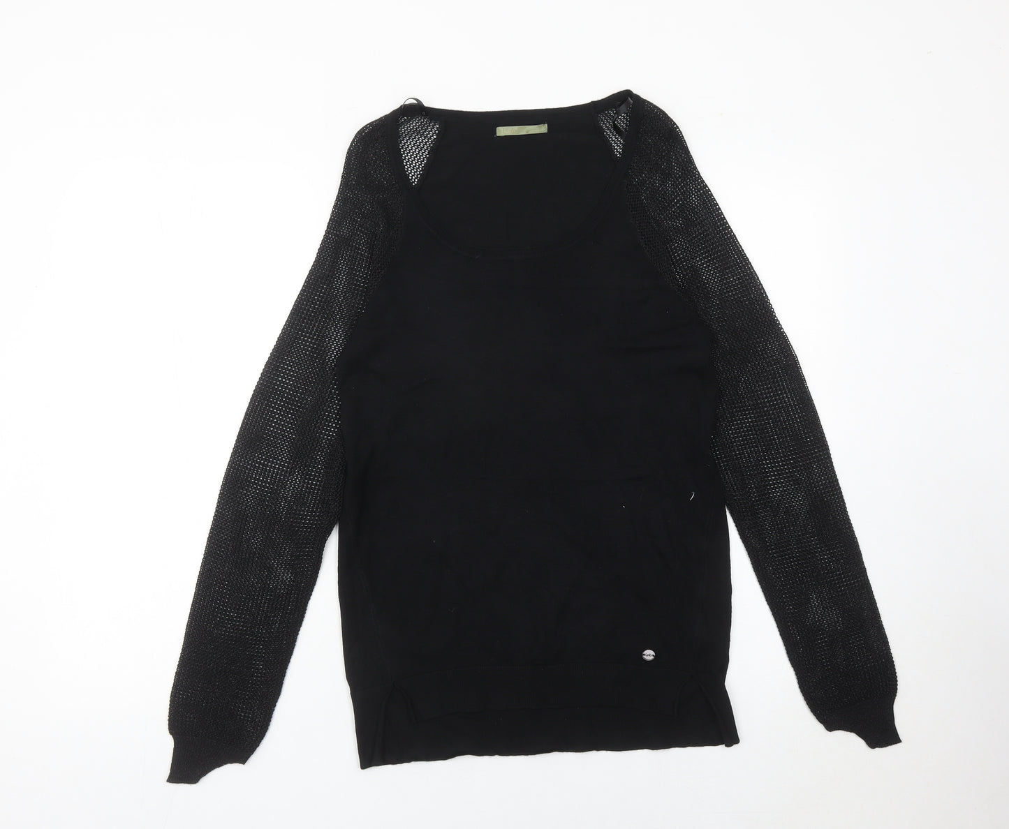 LPB Woman Black Scoop Neck Pullover Jumper Size M Long Sleeve