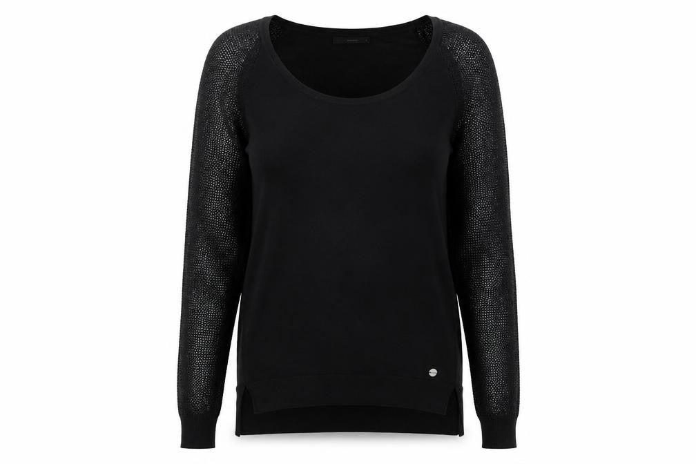 Front view of LPB Woman Black Scoop Neck jumper, size M, Long Sleeve