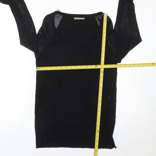 LPB Woman Black Scoop Neck Pullover Jumper Size M Long Sleeve