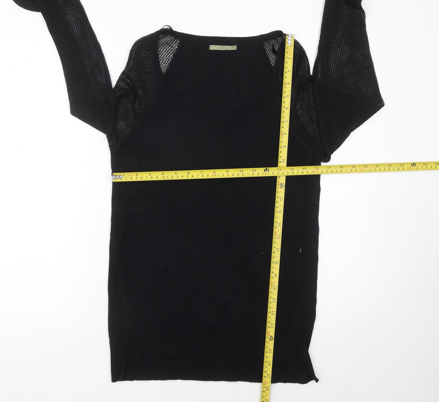 LPB Woman Black Scoop Neck Pullover Jumper Size M Long Sleeve