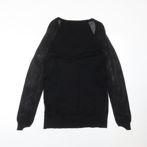 LPB Woman Black Scoop Neck Pullover Jumper Size M Long Sleeve