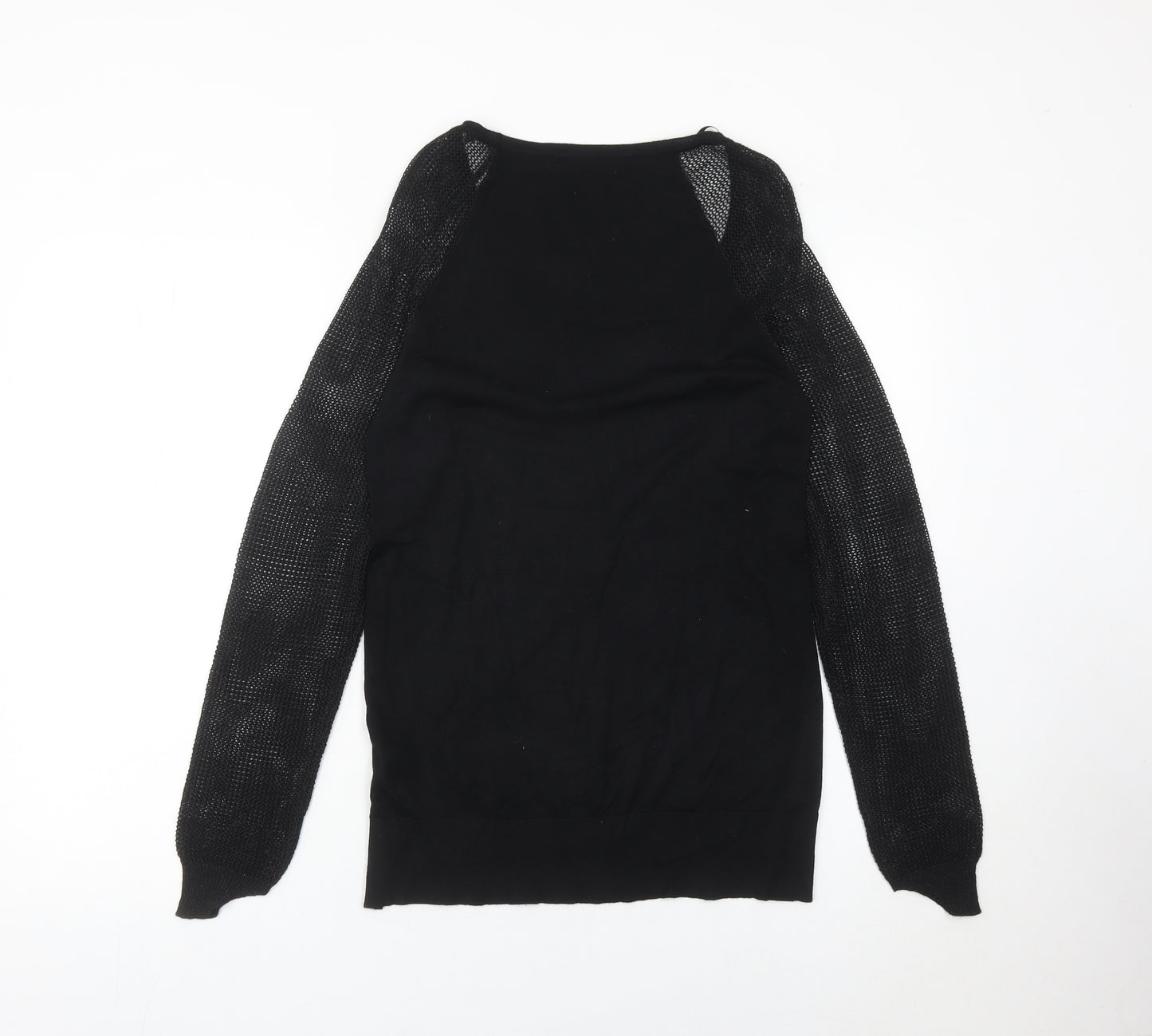 LPB Woman Black Scoop Neck Pullover Jumper Size M Long Sleeve