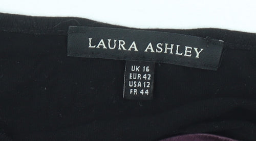 Laura Ashley Womens Multicoloured Silk Blouse UK16 Scoop Neck